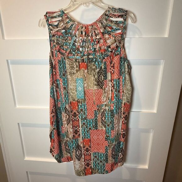 New Directions Western Colorful Patchwork Tank Top - Picture 3 of 4